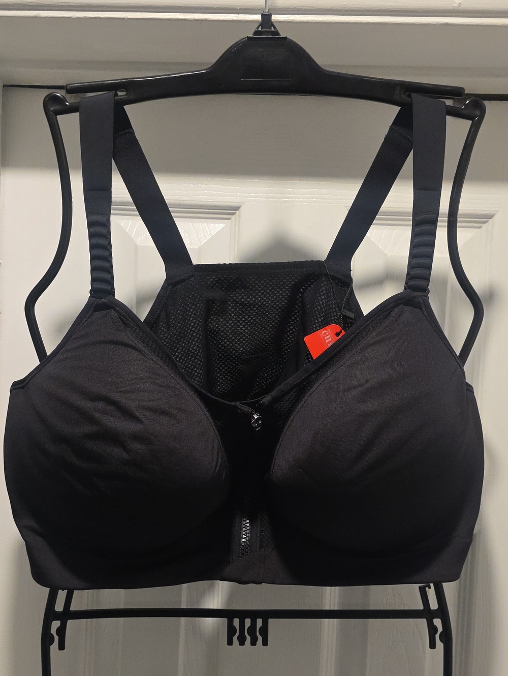 Curvy Couture Black Front-Zip High Support Sports Bra